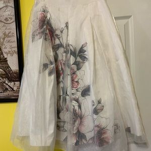 White Floral Midi Skirt